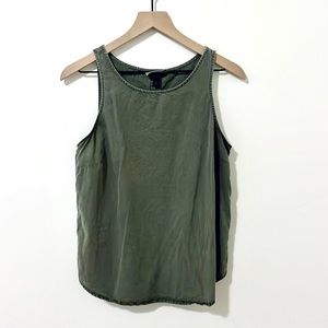 Olive/ army green cotton tank top with button detail in the back